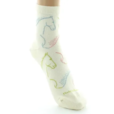 Women's Short Cotton Horse Socks Made in France - Dagobert  Reference: 20865| Chapellerie Traclet