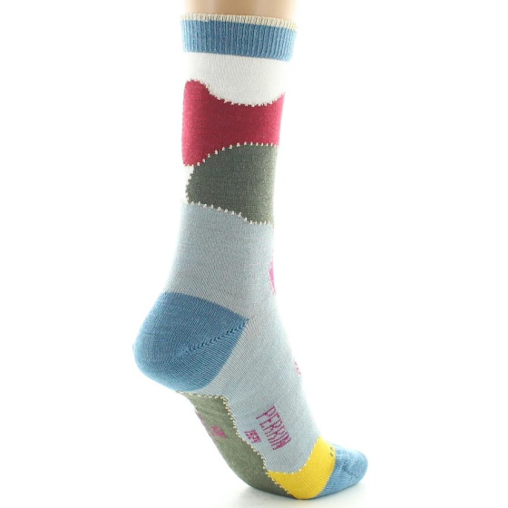 Women's Combed Wool Multicolored Patchwork Socks - Perrin