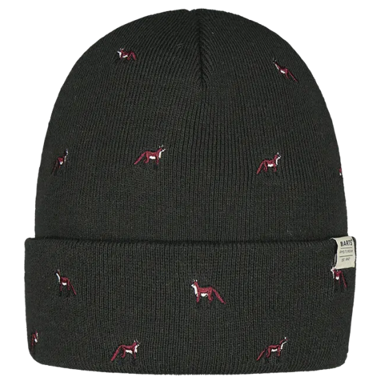 Vinson Short Beanie with Fox Embroidery khaki - Barts