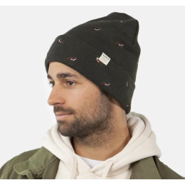 Vinson Short Beanie with Fox Embroidery khaki - Barts