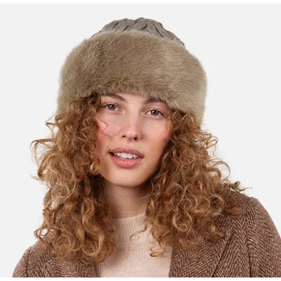 Cable Faux Fur Taupe Beanie-Toque - Barts  Reference: 20922| Traclet Hat Shop
