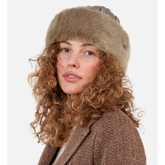 Cable Faux Fur Taupe Beanie-Toque - Barts