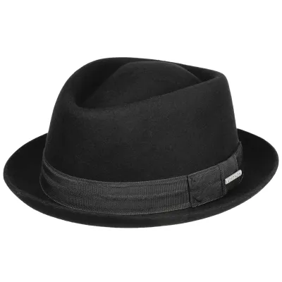 Black Wool Worcester Porkpie Hat - Stetson Reference: 20943| Traclet Hat Shop