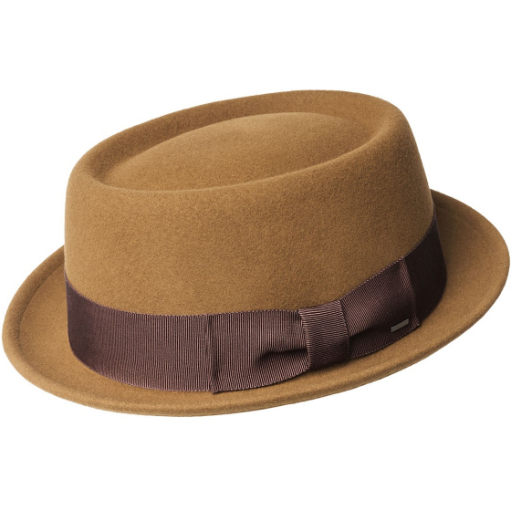 Darron Caramel Wool Porkpie Hat - Bailey