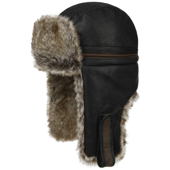 Black Leather Yorkshire Trapper Hat - Stetson