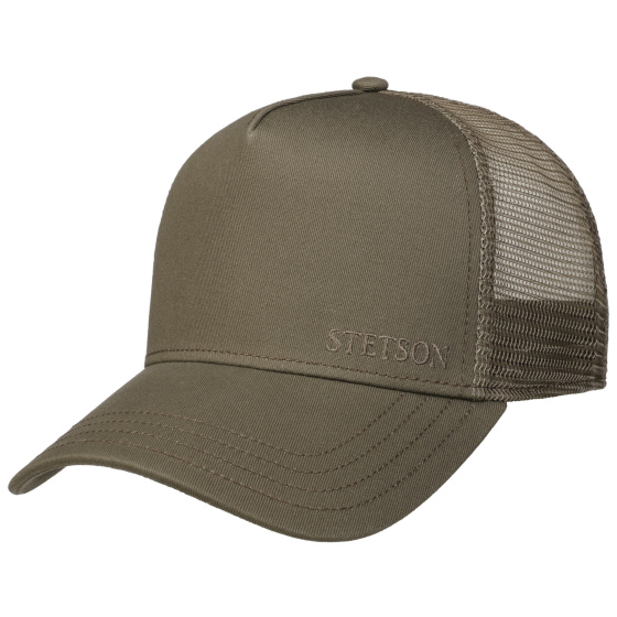 Olive Cotton Trucker Baseball Cap - Stetson