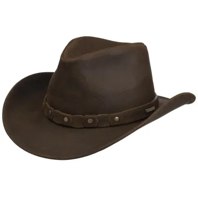 Stetson Brown Leather Western Newton Hat Reference: 20969| Traclet Hat Shop