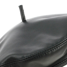 Black Leather Barascon Basque Beret
