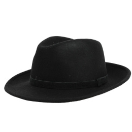 Black Fedora Hat with Ear Flaps Made in France - Crambes