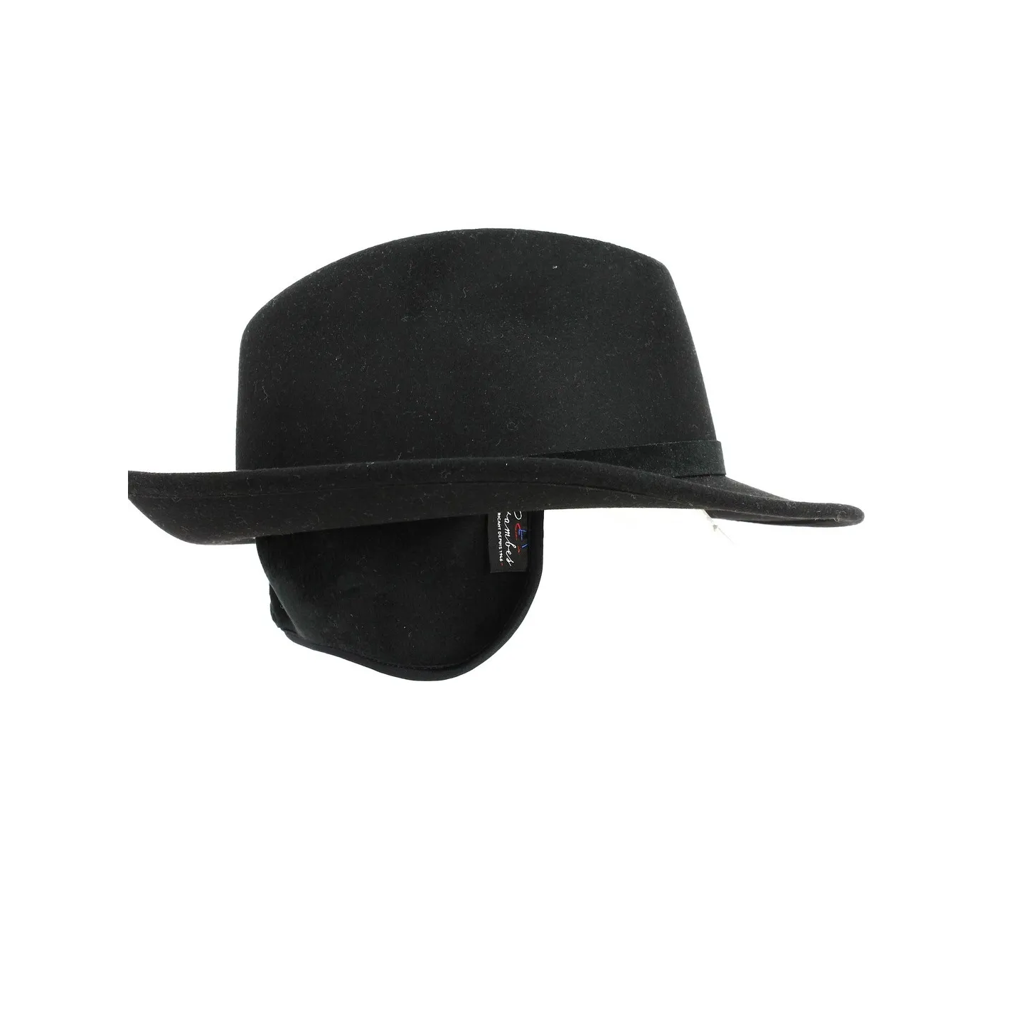 Chapeau fedora noir cache oreille made in France - ref 20993