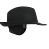 Black fedora hat with ear flaps made in France - ref 20993