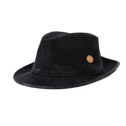 Black Fedora Hat with Ear Flaps Made in France - Crambes