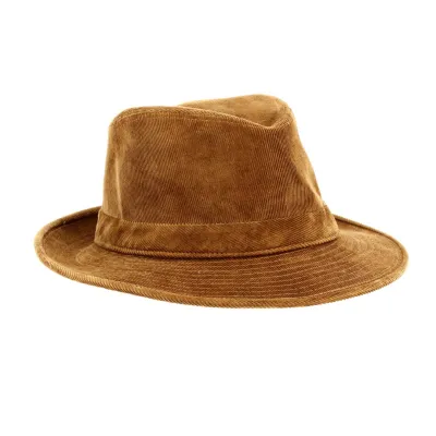 Chapeau trilby Gabin velours Crambes beige - Made in France