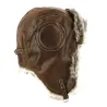 Chapka marron imitation cuir vintage