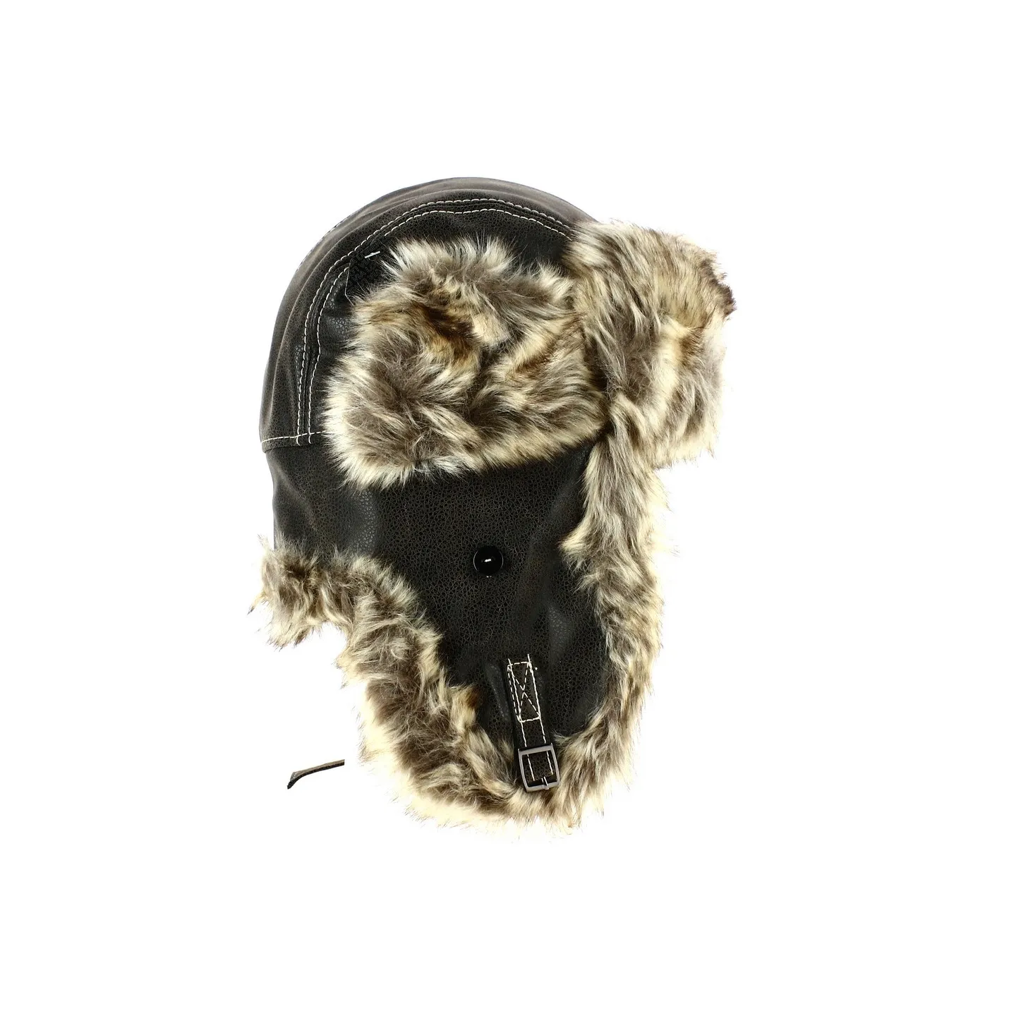 Chapka marron imitation cuir vintage