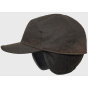 Brown Waxed Cotton Miko Cap with Ear Flaps