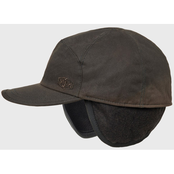 Brown Waxed Cotton Miko Cap with Ear Flaps