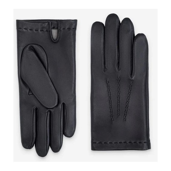Men's Livorno Leather Gloves with Silk Lining in Black - Glove Story