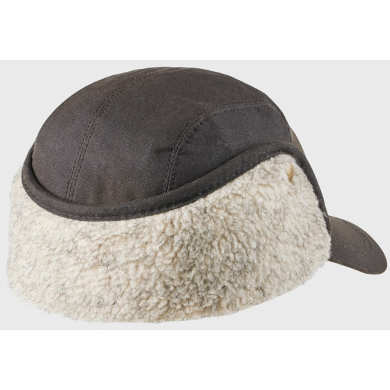 Brown Waxed Cotton Ear Flap Cap - Mjm