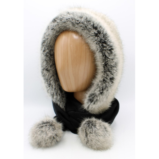 Evora Fleece Hood in Anthracite & Faux Fur - Traclet Evora Fleece Hood in Anthracite & Faux Fur - Traclet