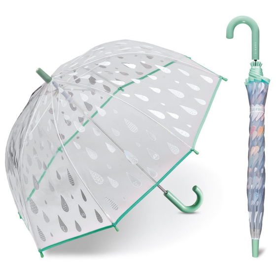 Children's Transparent Bubble Umbrella with Hydro-Reactive Drops - Esprit