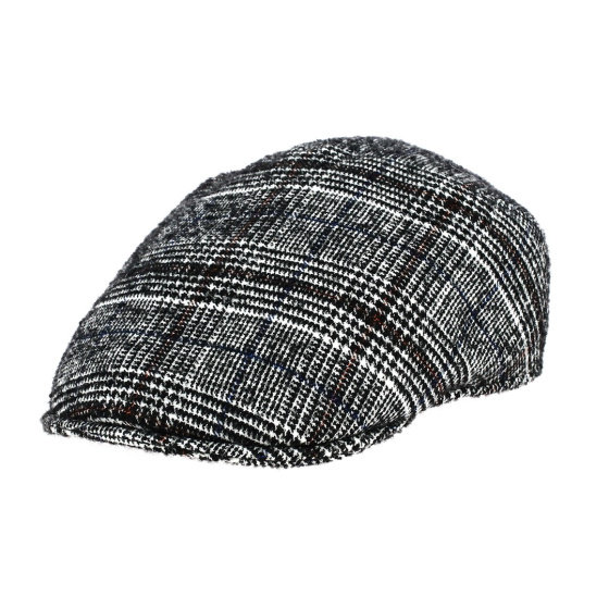 Casquette plate a carreaux noir et blanc