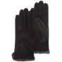 Women's Touch Screen Suede Leather Gloves in Black - Isotoner