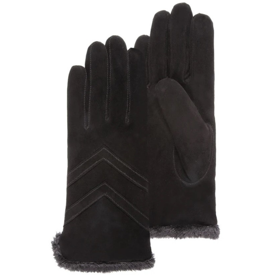Women's Touch Screen Suede Leather Gloves in Black - Isotoner