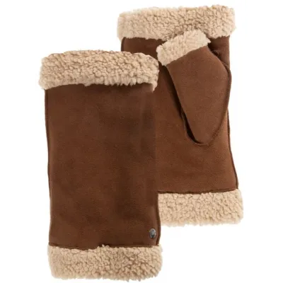 Women's Leather & Faux Fur Mittens Cognac - Isotoner Reference: 21083| Chapellerie Traclet