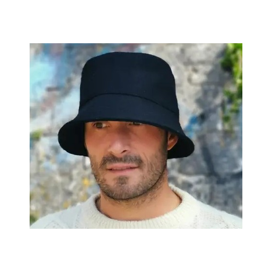 Black Wool Winter Calanque Bucket Hat - Le Chapoté