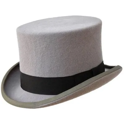 Chapeau Haut De Forme Gris Ruban Noir - Traclet