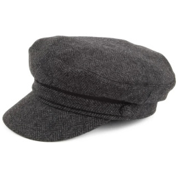 Fiddler Herringbone Wool Sailor Cap Anthracite - Traclet
