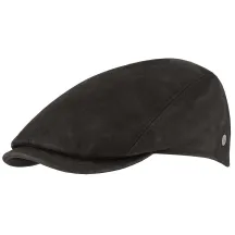 Casquette Plate Ravenne Cuir Noire - Flechet  référence 21121 chapellerie traclet