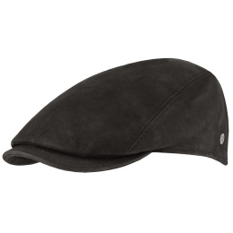 Black Leather Ravenne Flat Cap - Flechet