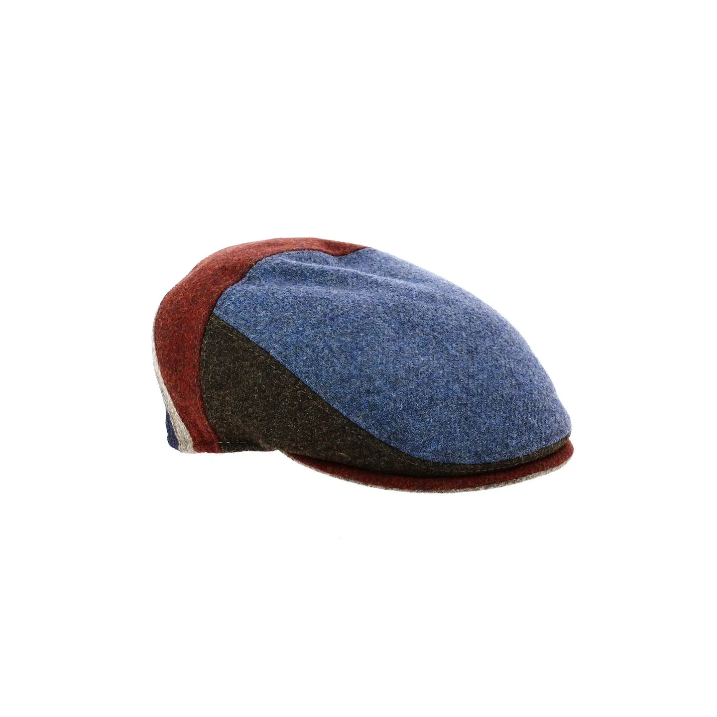 Flat Cap Parigi Blue Burgundy & Beige Wool - Traclet - ref 21113 traclet hat shop