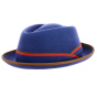 Royal Blue Felt Porkpie Monza Hat - Traclet