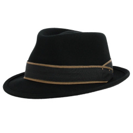 Black Wool Alexandria Trilby Hat - Traclet