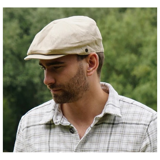 Beige Linen Manhattan Hatteras Cap - Jaxon