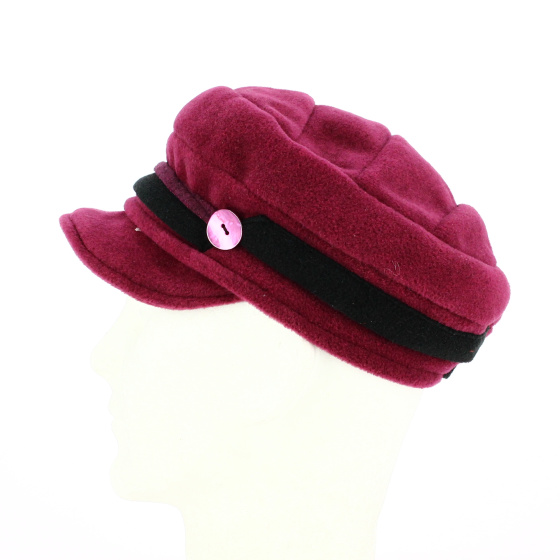 Sara Burgundy Fleece Cap