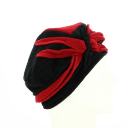 Black & Red Fleece Beanie with Fleur-de-lis