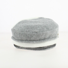 Gray and White Asia Polar Fleece Beanie