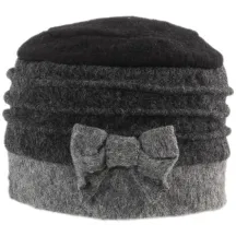 Toque Avec Nœud Laine Noir & Gris  - Traclet  Reference : 21190 | Chapellerie Traclet