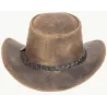 Chapeau Australien AFleetwood Cuir Marron - SCIPPIS - Traclet réf 21196 chapellerie traclet