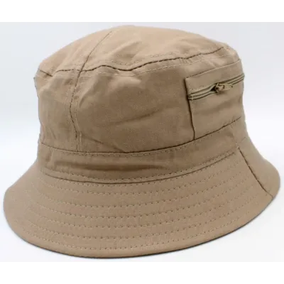 Bucket Hat - Dark Beige Cotton Fabric Hat Reference: 21202| Chapellerie Traclet
