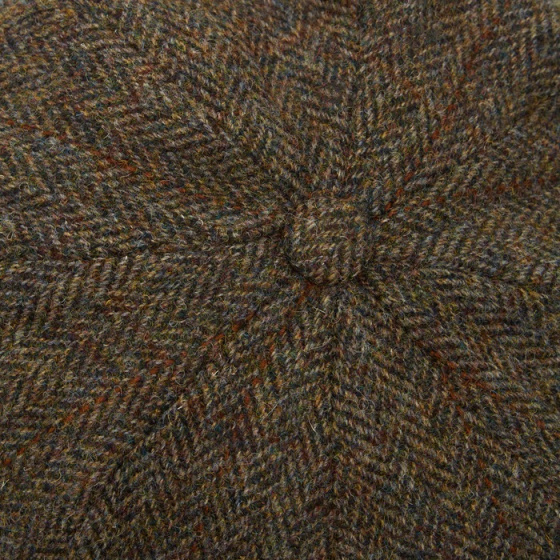 Casquette HARRIS Tweed MARRON 8 côtes Christys'London