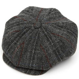 8 panel GREY HARRIS Tweed Cap by Christys'London