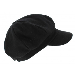 Black Wool Newsboy Cap - Traclet