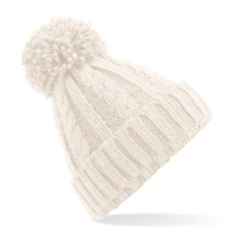 Oversized Knitted Pom Pom Beanie Off-White - Traclet