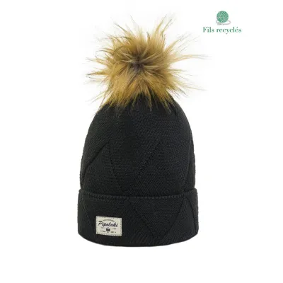 Bonnet à Pompon Agena Noir - Pipolaki