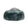 Irena Women's Toque in Turquoise Faux Fur & Grey Leather - Traclet . Reference: 21336 | Traclet Hatters